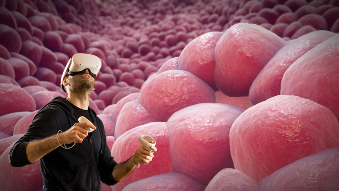 Virtual reality experience of stem cell therapy designed by Random42