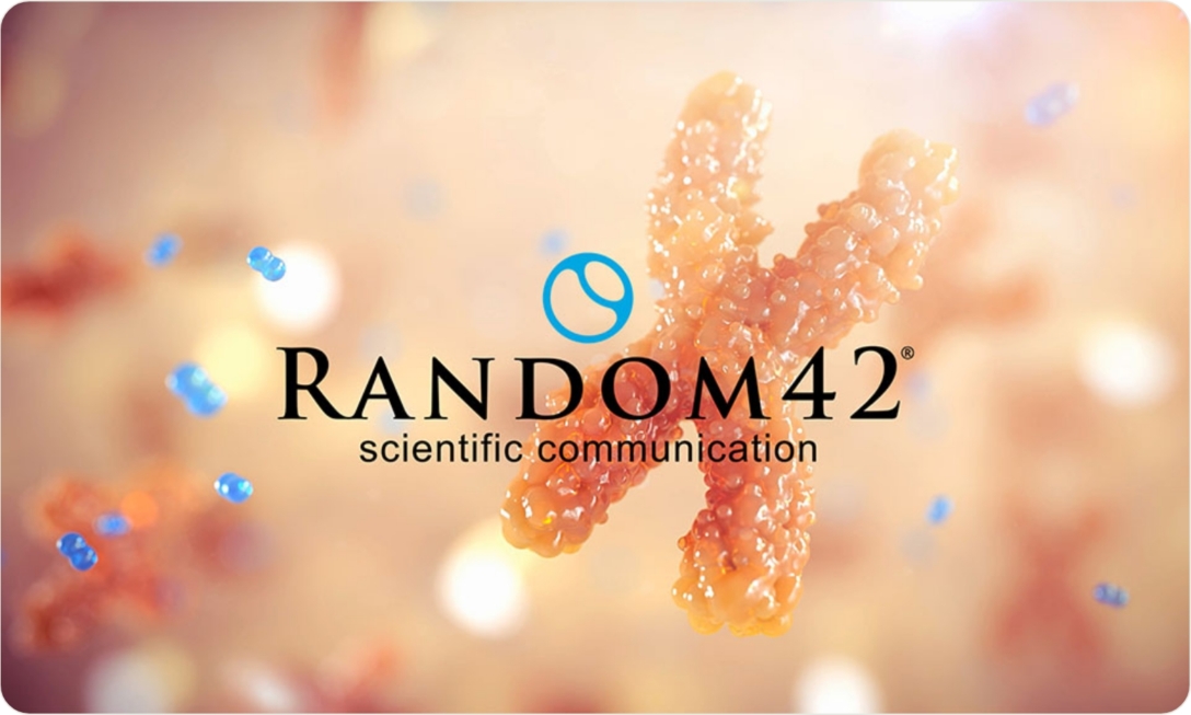 Random42 logo in black with 3D chromosome