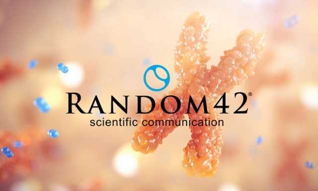 Random42 logo in black with 3D chromosome