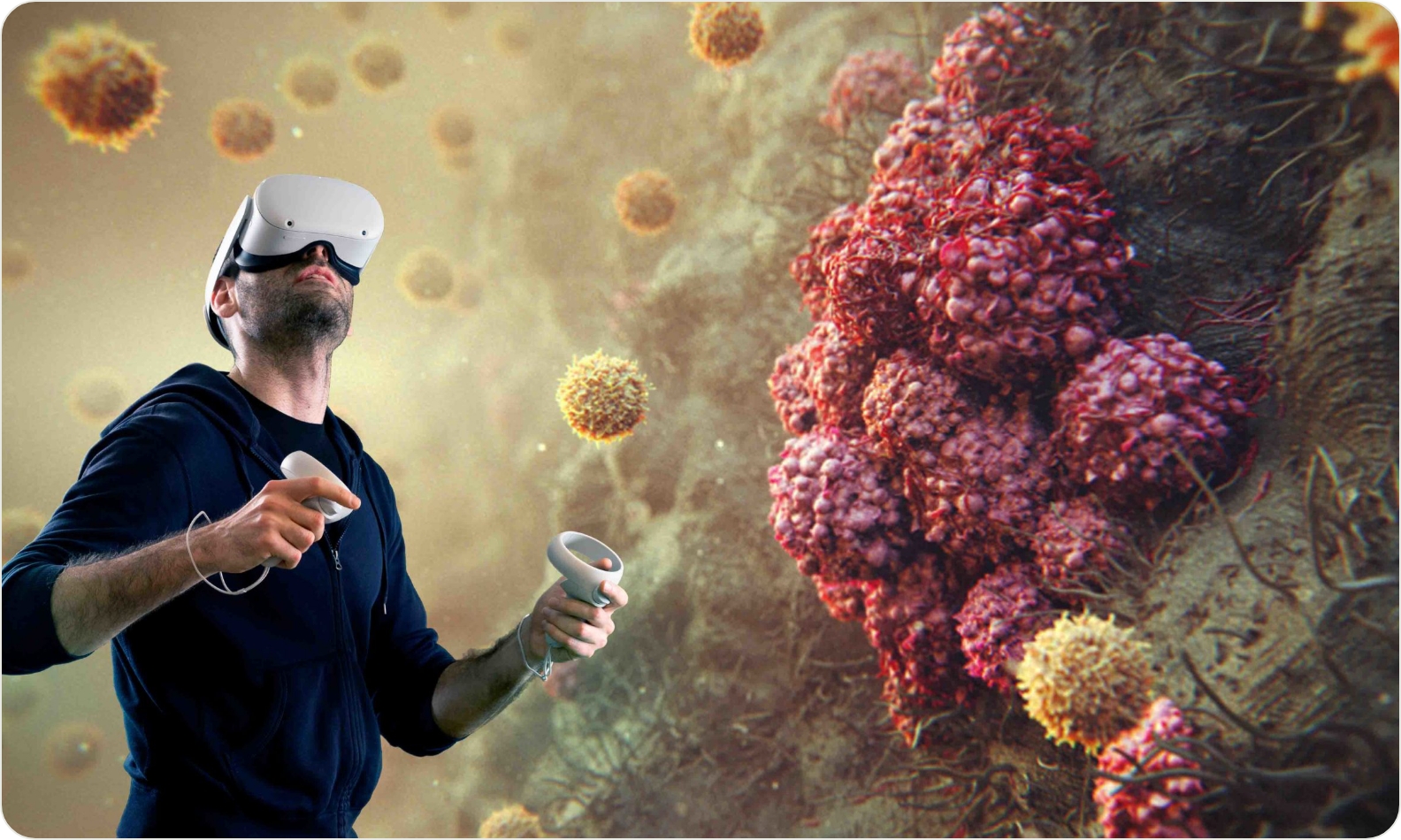 Overlay of VR Experience on 3D model background designed by Random42