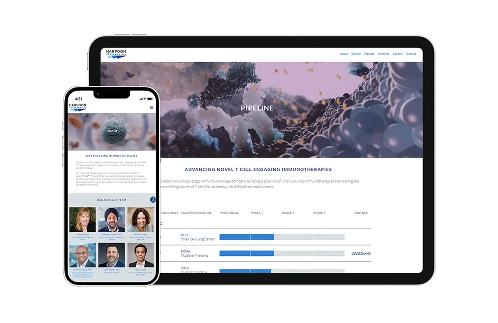 scientific imagery on website